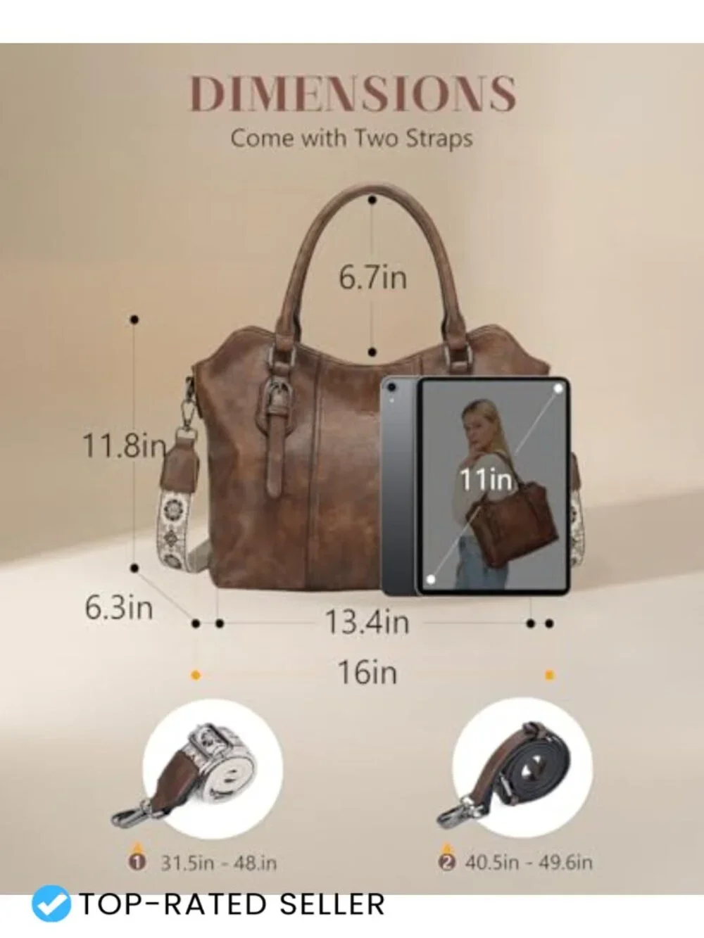 VASCHY Hobo Purse for Women Two-Strap Top Handle Satchel Vegan Leather